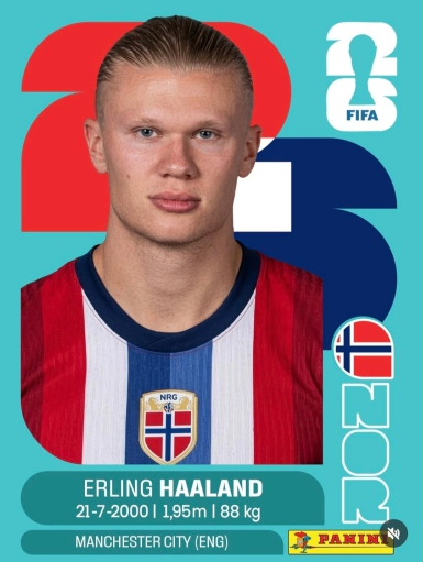 Exemplo de figurinha do Erling Haaland
